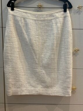 Anne Klein Ivory Tweed Pencil Skirt